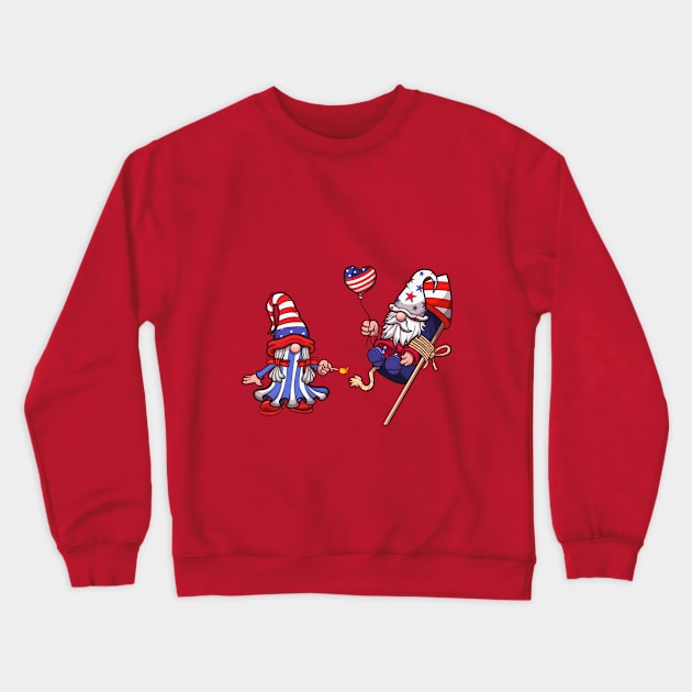 Male And Female 4th Of July Gnome Crewneck Sweatshirt by TheMaskedTooner